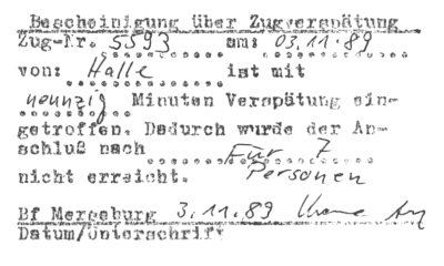 Zugbescheinigung
